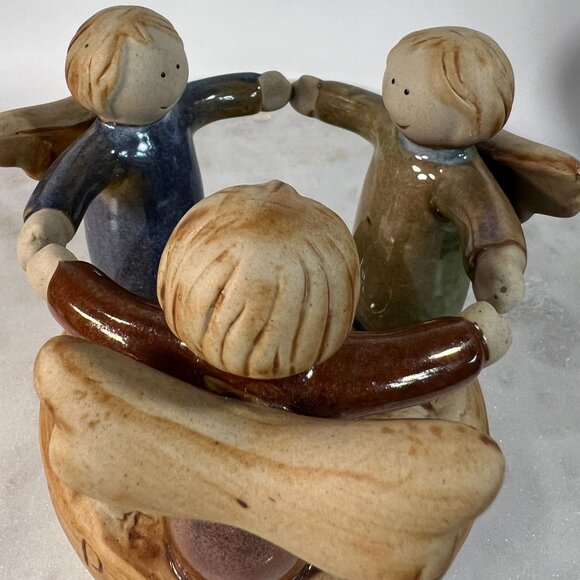 Circle Of Angel Friends Ceramic Tealight Candle Holder "Pray For Peace" Faith - Picture 3 of 7